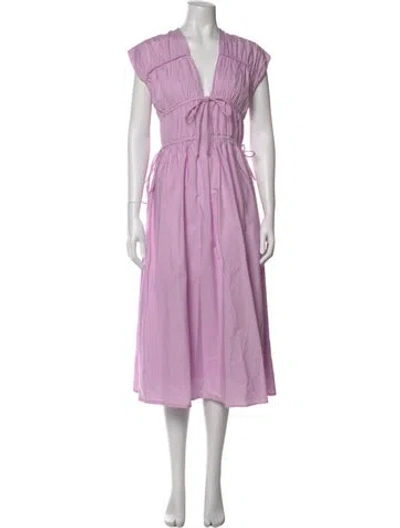 Pre-owned Astr V-neck Long Dress In Purple