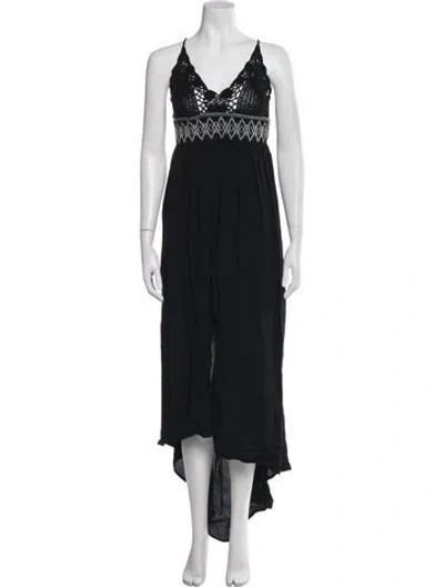 Pre-owned Astr V-neck Long Dress W/ Tags In Black