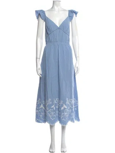 Pre-owned Astr V-neck Long Dress W/ Tags In Blue