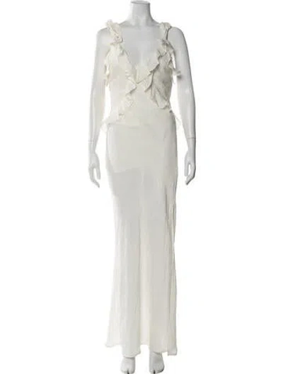 Pre-owned Astr V-neck Long Dress W/ Tags In Neutral