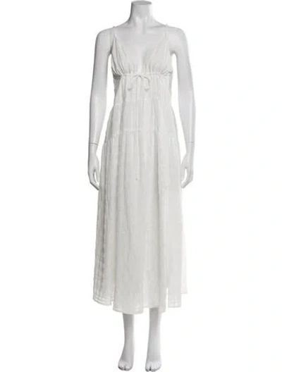 Pre-owned Astr V-neck Long Dress In White