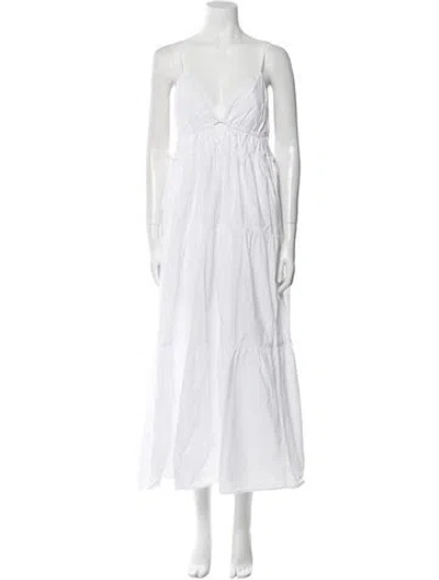 Pre-owned Astr V-neck Long Dress In White