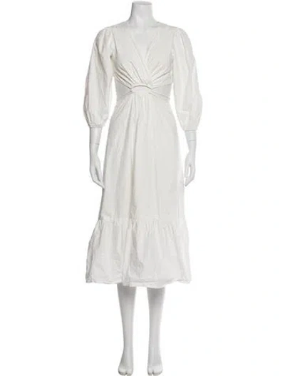 Pre-owned Astr V-neck Long Dress In White