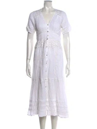 Pre-owned Astr V-neck Long Dress In White
