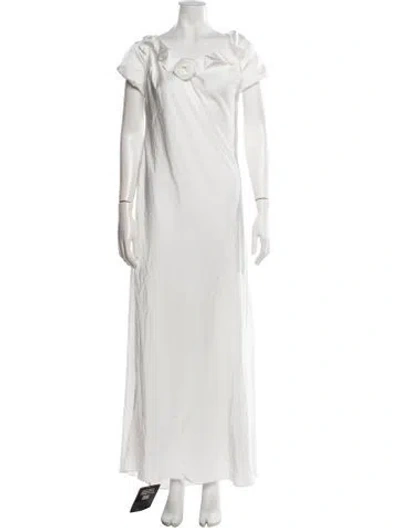 Pre-owned Astr V-neck Long Dress In White