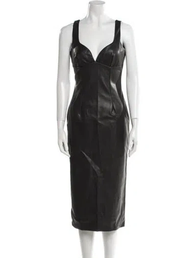 Pre-owned Astr V-neck Midi Length Dress In Black