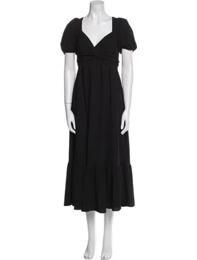 Pre-owned Astr V-neck Midi Length Dress In Black