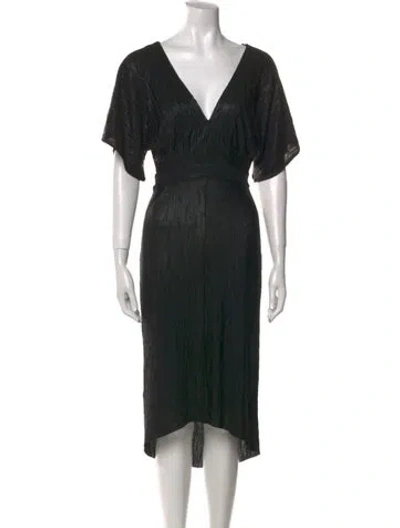 Pre-owned Astr V-neck Midi Length Dress In Black