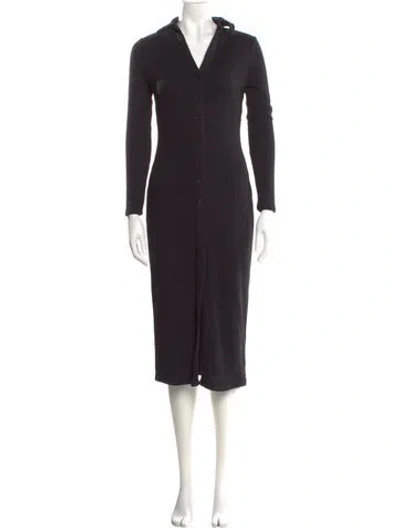 Pre-owned Astr V-neck Midi Length Dress In Black