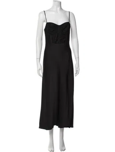 Pre-owned Astr V-neck Midi Length Dress In Black