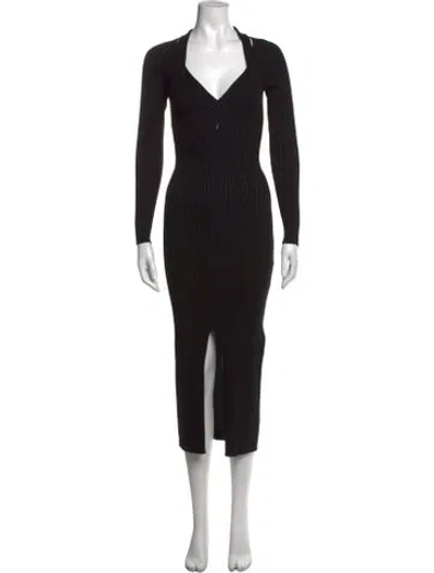 Pre-owned Astr V-neck Midi Length Dress In Black