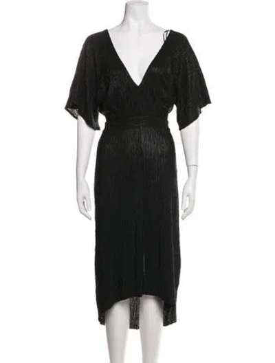 Pre-owned Astr V-neck Midi Length Dress In Black