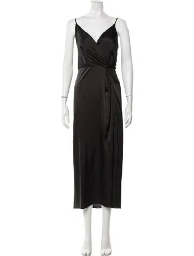 Pre-owned Astr V-neck Midi Length Dress In Black
