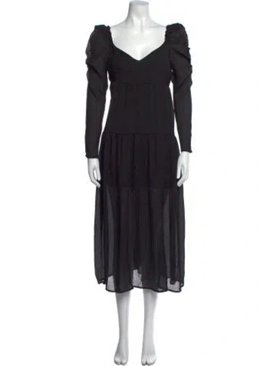 Pre-owned Astr V-neck Midi Length Dress In Black