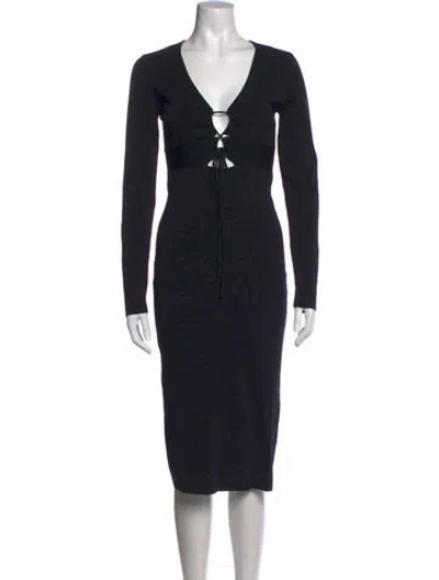 Pre-owned Astr V-neck Midi Length Dress In Black