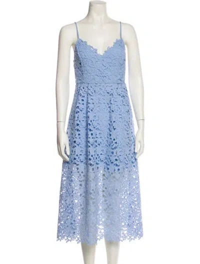 Pre-owned Astr V-neck Midi Length Dress In Blue