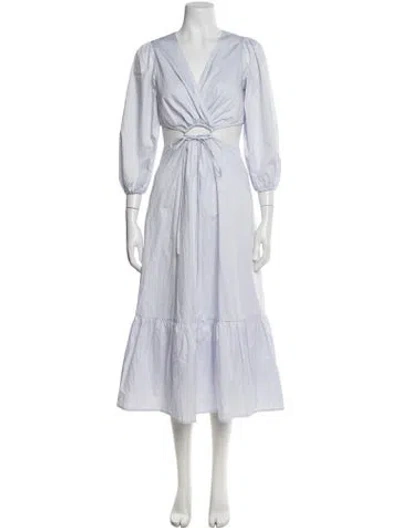 Pre-owned Astr V-neck Midi Length Dress In Blue