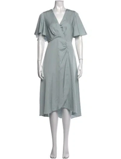 Pre-owned Astr V-neck Midi Length Dress In Blue