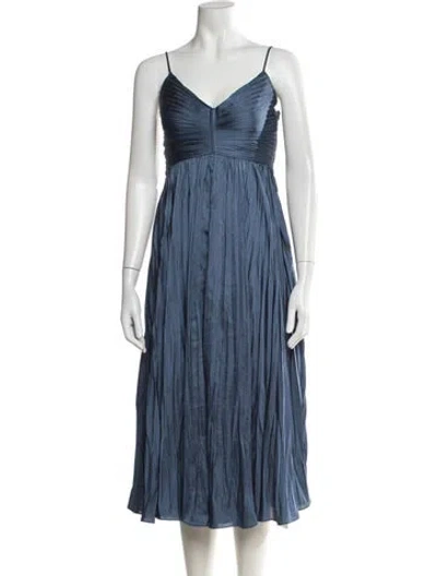 Pre-owned Astr V-neck Midi Length Dress In Blue