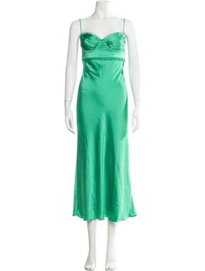Pre-owned Astr V-neck Midi Length Dress In Green