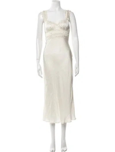 Pre-owned Astr V-neck Midi Length Dress In Neutrals