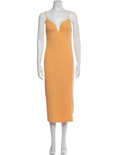 Pre-owned Astr V-neck Midi Length Dress In Orange