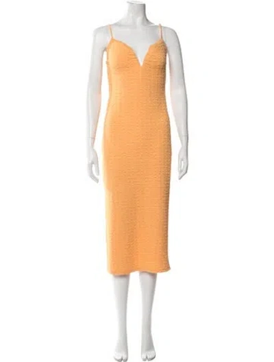 Pre-owned Astr V-neck Midi Length Dress In Orange