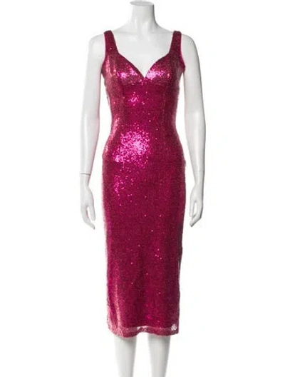 Pre-owned Astr V-neck Midi Length Dress In Pink