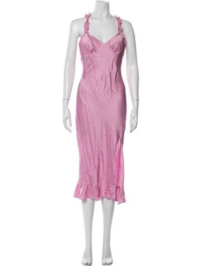 Pre-owned Astr V-neck Midi Length Dress In Pink