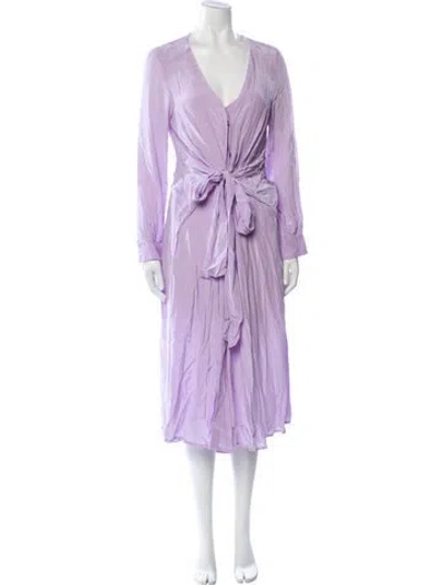 Pre-owned Astr V-neck Midi Length Dress In Purple