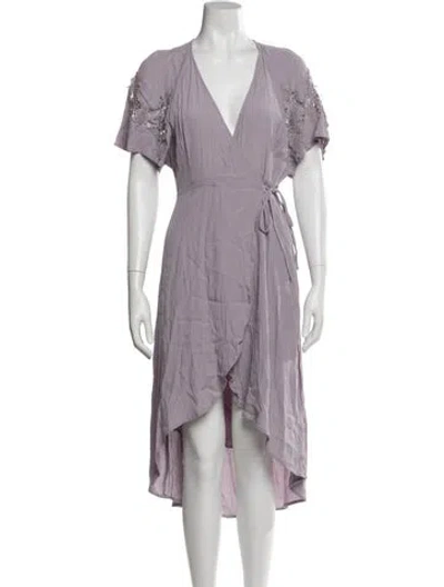Pre-owned Astr V-neck Midi Length Dress In Purple
