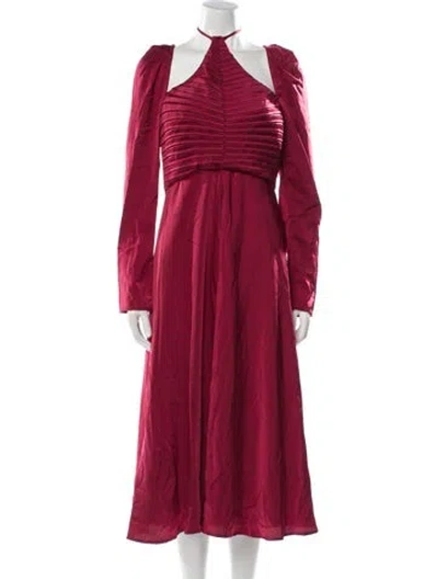 Pre-owned Astr V-neck Midi Length Dress In Red