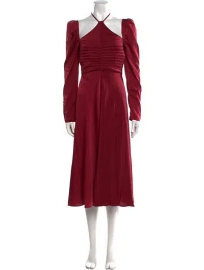 Pre-owned Astr V-neck Midi Length Dress In Red
