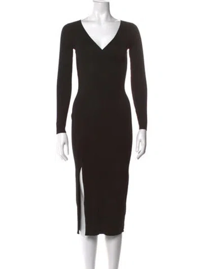 Pre-owned Astr V-neck Midi Length Dress W/ Tags In Black