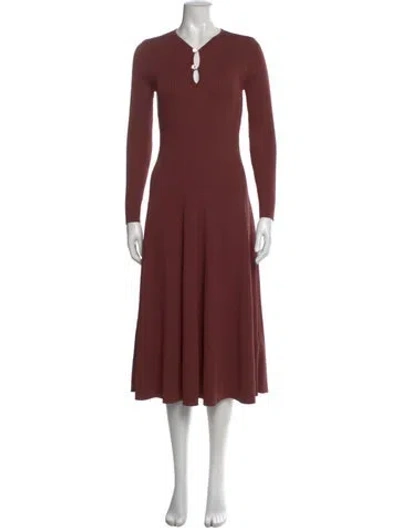 Pre-owned Astr V-neck Midi Length Dress W/ Tags In Brown