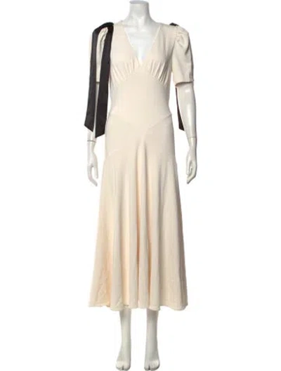 Pre-owned Astr V-neck Midi Length Dress W/ Tags In Neutrals