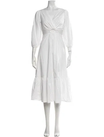 Pre-owned Astr V-neck Midi Length Dress W/ Tags In White