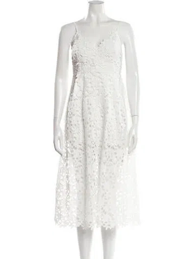 Pre-owned Astr V-neck Midi Length Dress In White