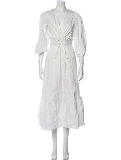 Pre-owned Astr V-neck Midi Length Dress In White
