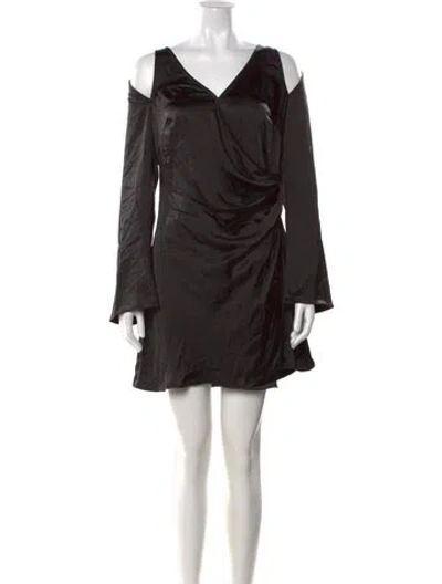 Pre-owned Astr V-neck Mini Dress In Black