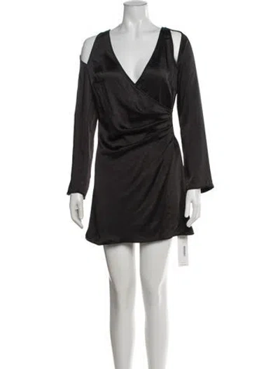 Pre-owned Astr V-neck Mini Dress In Black