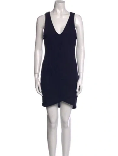 Pre-owned Astr V-neck Mini Dress In Blue