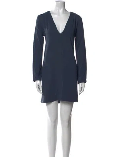 Pre-owned Astr V-neck Mini Dress In Blue