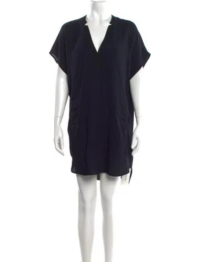 Pre-owned Astr V-neck Mini Dress In Blue