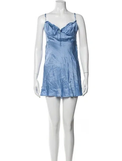 Pre-owned Astr V-neck Mini Dress In Blue