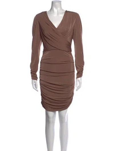 Pre-owned Astr V-neck Mini Dress In Brown