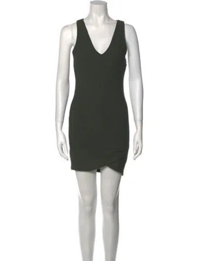 Pre-owned Astr V-neck Mini Dress In Green