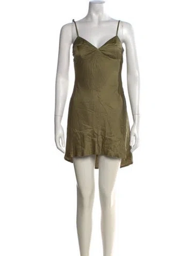 Pre-owned Astr V-neck Mini Dress In Green