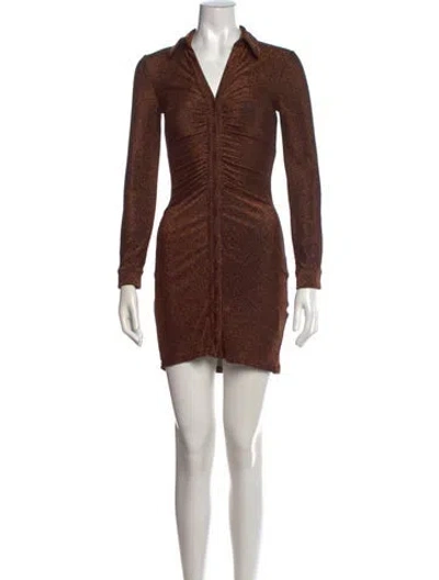 Pre-owned Astr V-neck Mini Dress In Metallic/orange