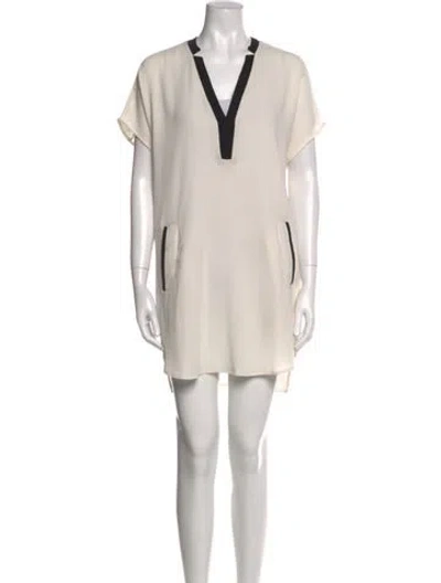 Pre-owned Astr V-neck Mini Dress In Neutral